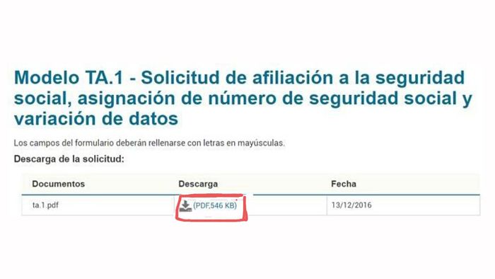 Cómo presentar el Formulario TA1 de la Seguridad Social en España