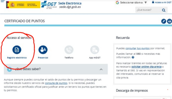 Cómo obtener el Certificado de Puntos de la DGT en España