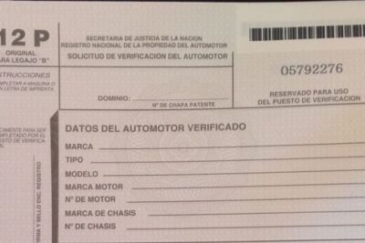 Formulario 12 de Verificación Policial de un Automotor