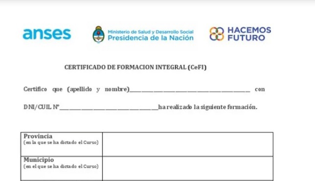 Certificado de Formación Integral (CEFI) en Argentina 