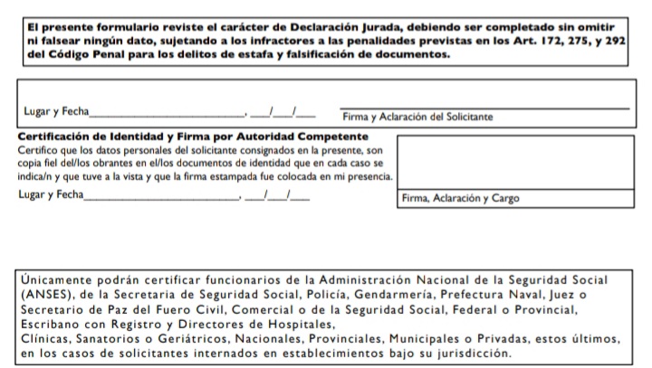 Formulario 6.284 ANSES en Argentina 
