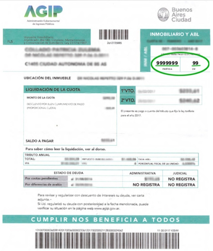 Certificado de Valuación Fiscal de AGIP en Argentina