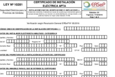 Certificado de Instalación Eléctrica APTA en Argentina